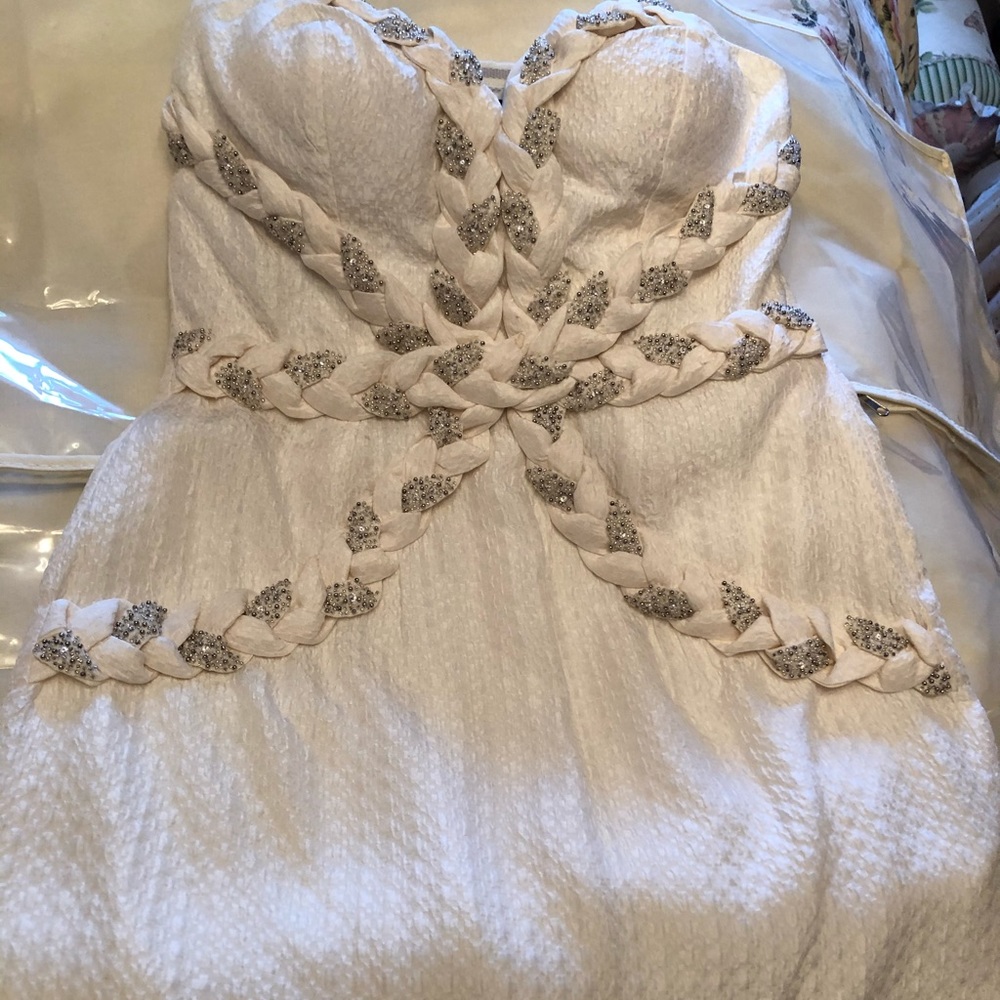 Seduce strapless mini dress w/ braided detail